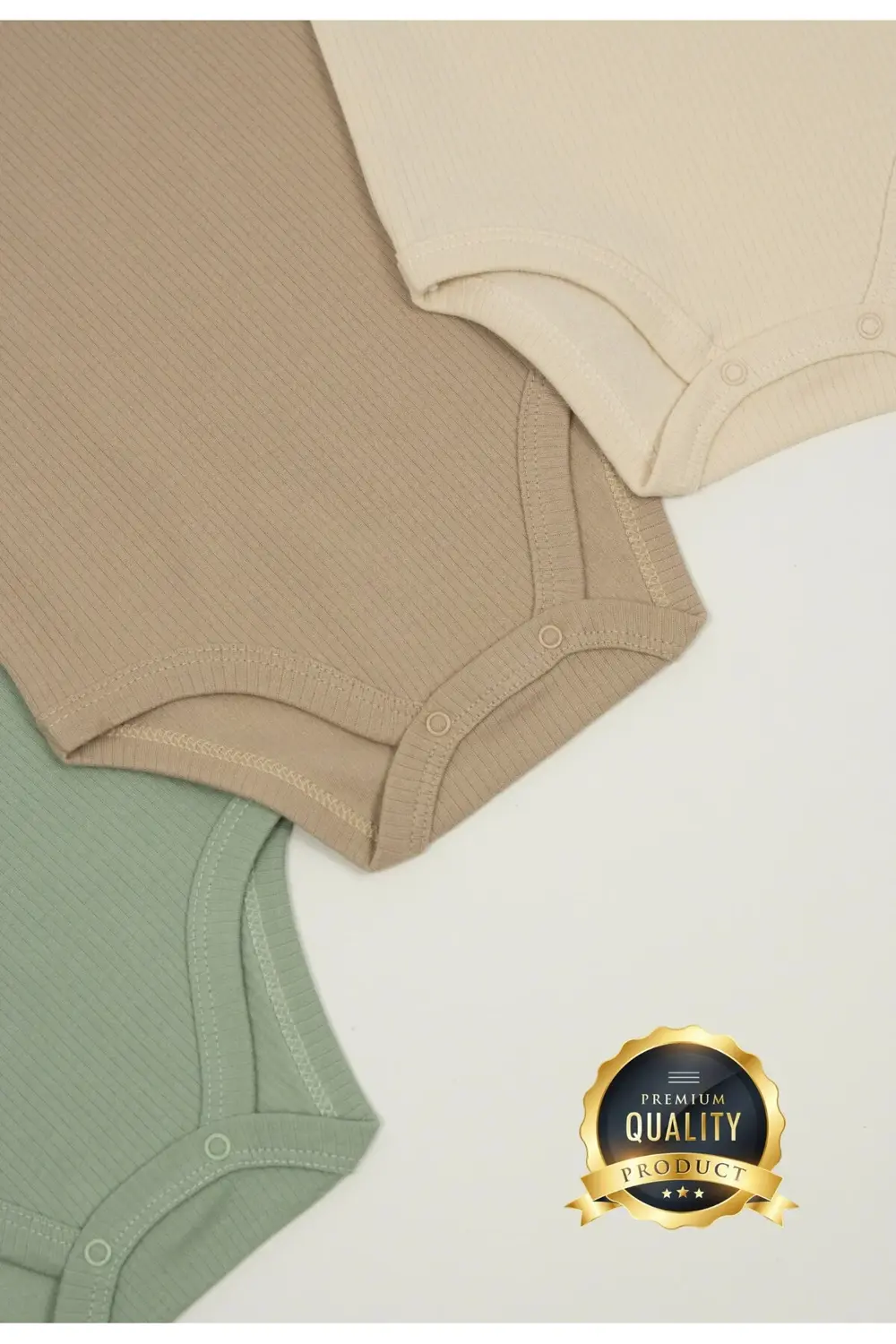 Premium Fitilli Kumaş %100 Organik Pamuk 3'lü Erkek Bebek Uzun Ko