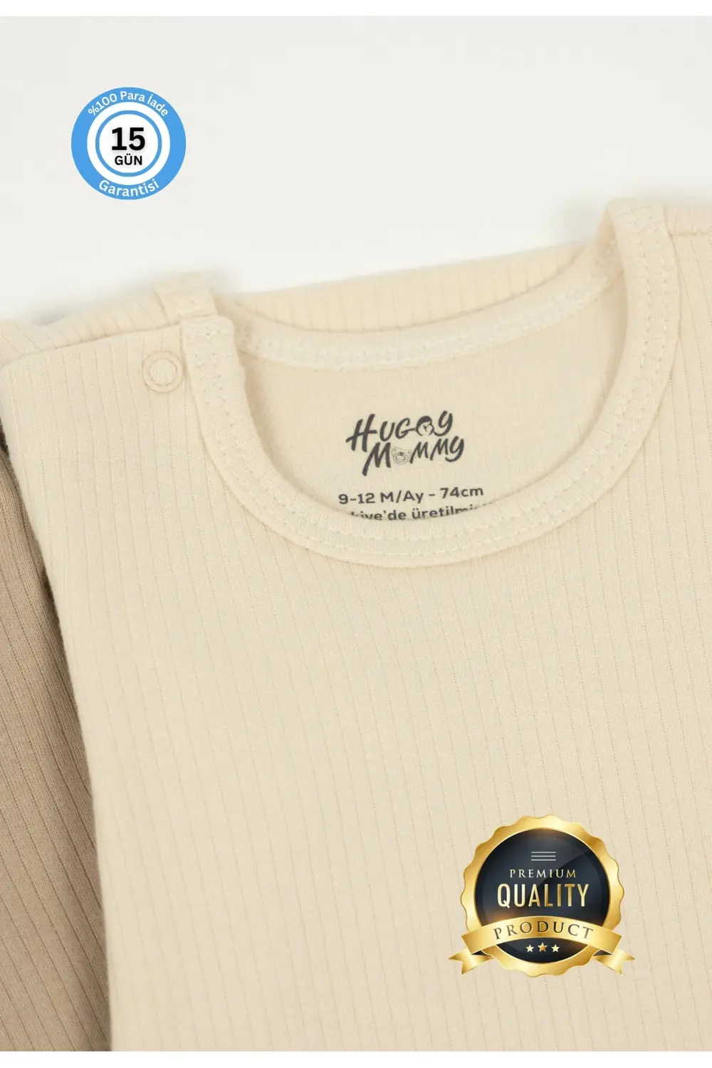 Premium Fitilli Kumaş %100 Organik Pamuk 3'lü Erkek Bebek Kısa Ko