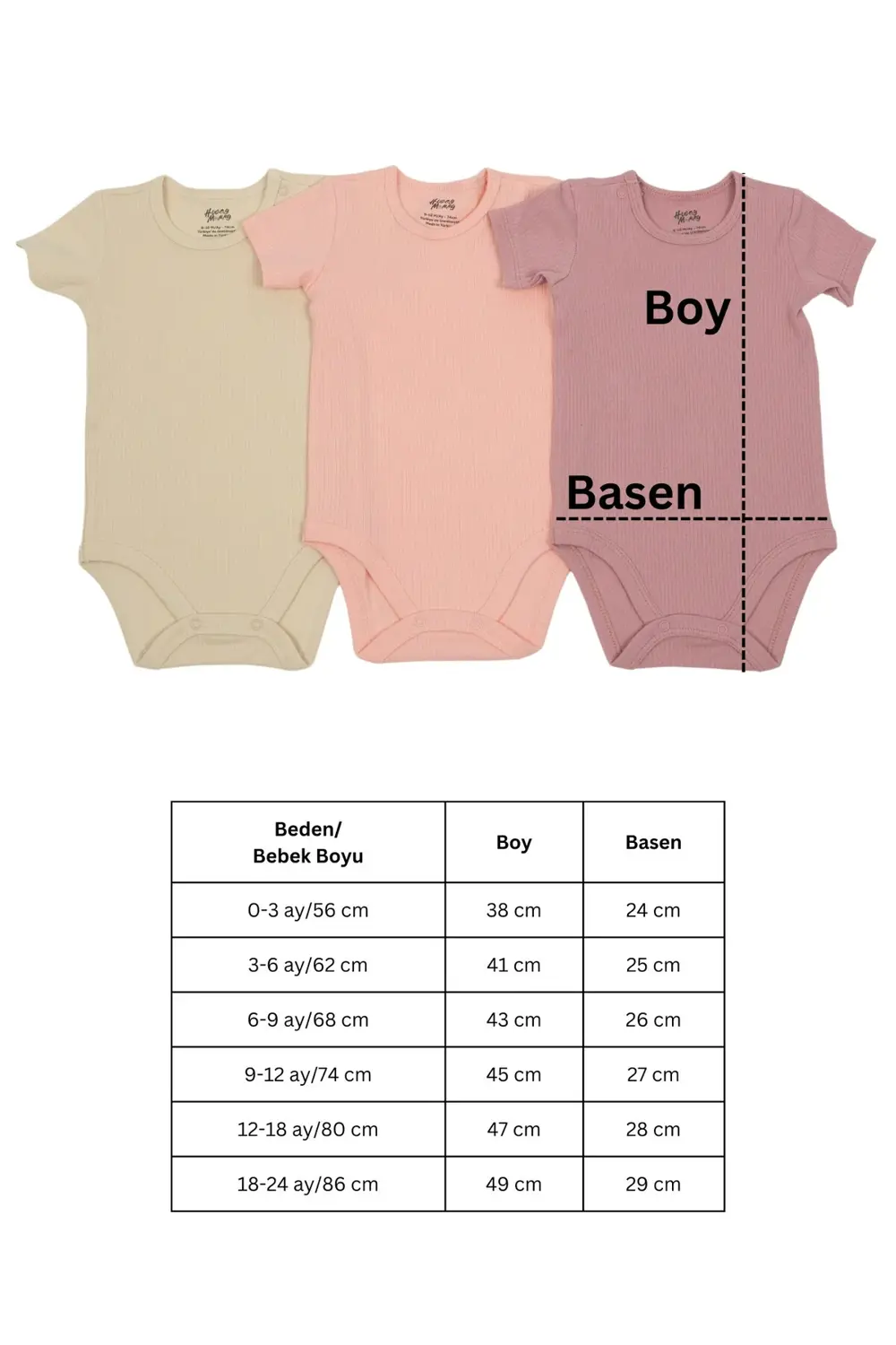 Premium Fitilli Kumaş %100 Organik Pamuk 3'lü Kız Bebek Kısa Kol