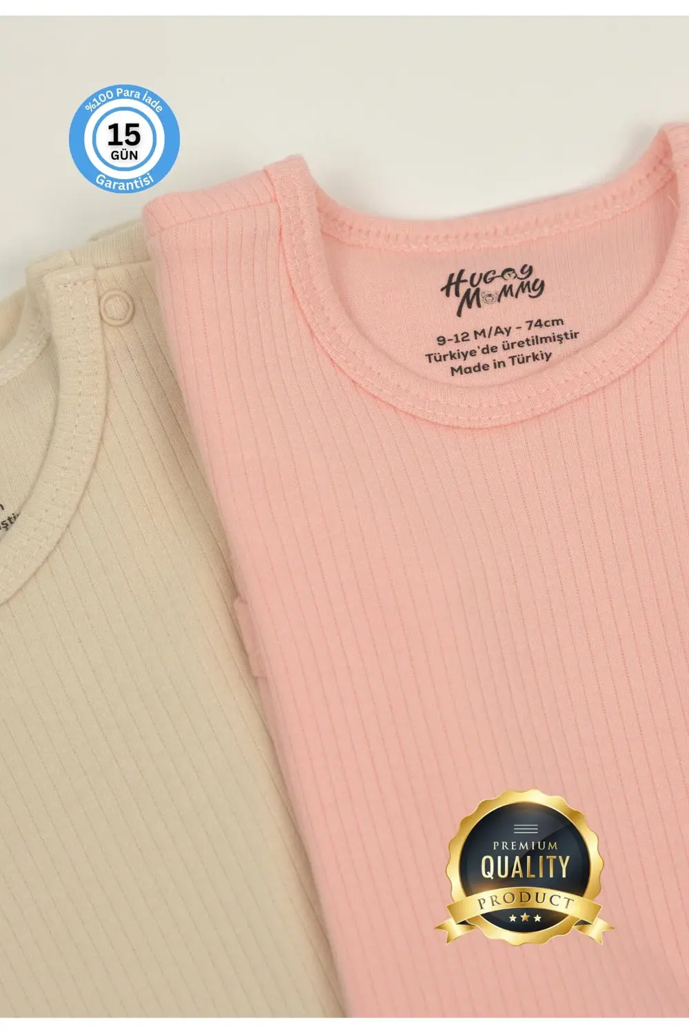 Premium Fitilli Kumaş %100 Organik Pamuk 3'lü Kız Bebek Kısa Kol