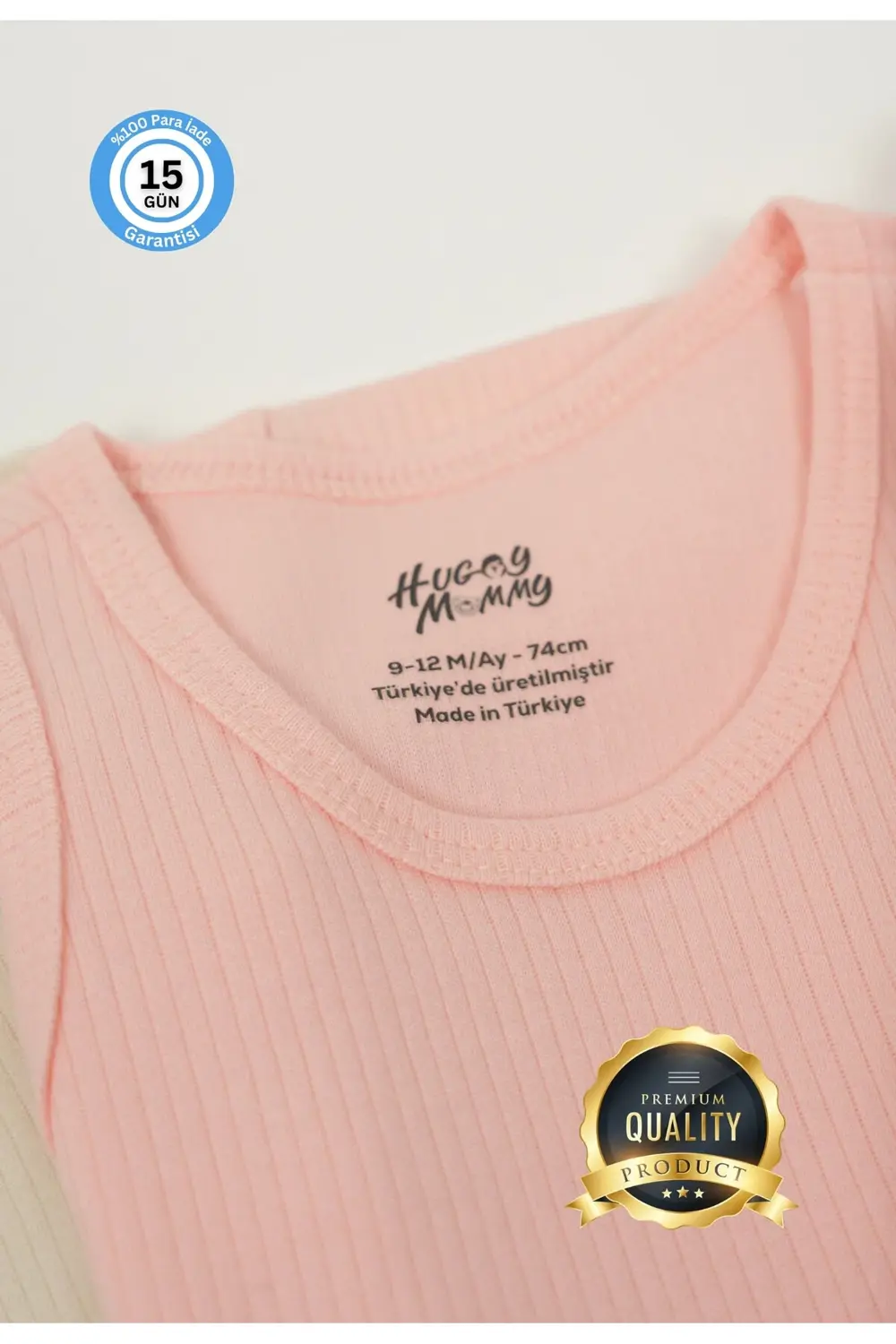 Premium Fitilli Kumaş %100 Organik Pamuk 3'lü Kız Bebek Atlet Bod