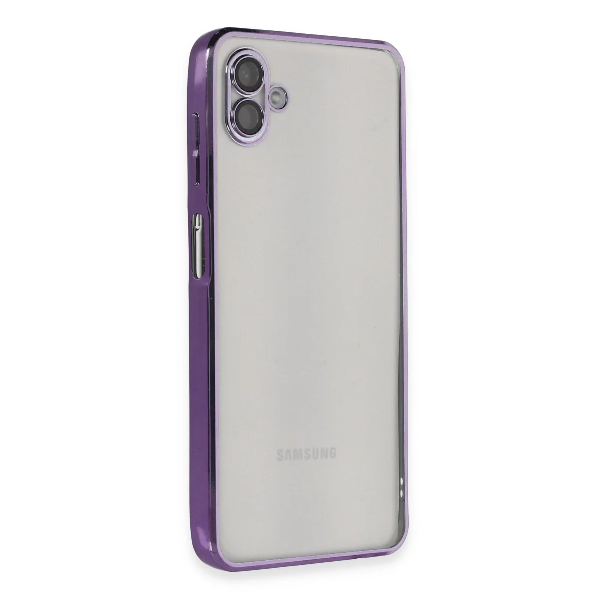 Premium Galaxy A04 Razer Lensli Silikon Kılıf - Mor Kamera Koruması
