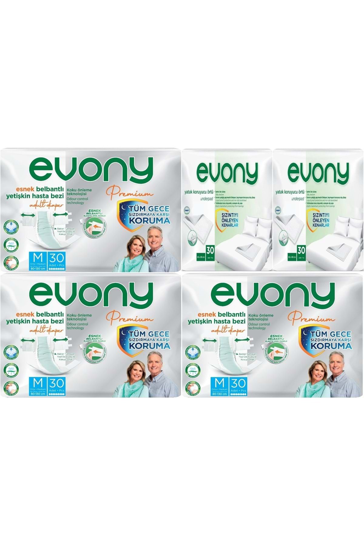 Evony Premium Hasta Bezi Yetişkin Bel Bantlı Tekstil Yüzey Orta 90 Adet