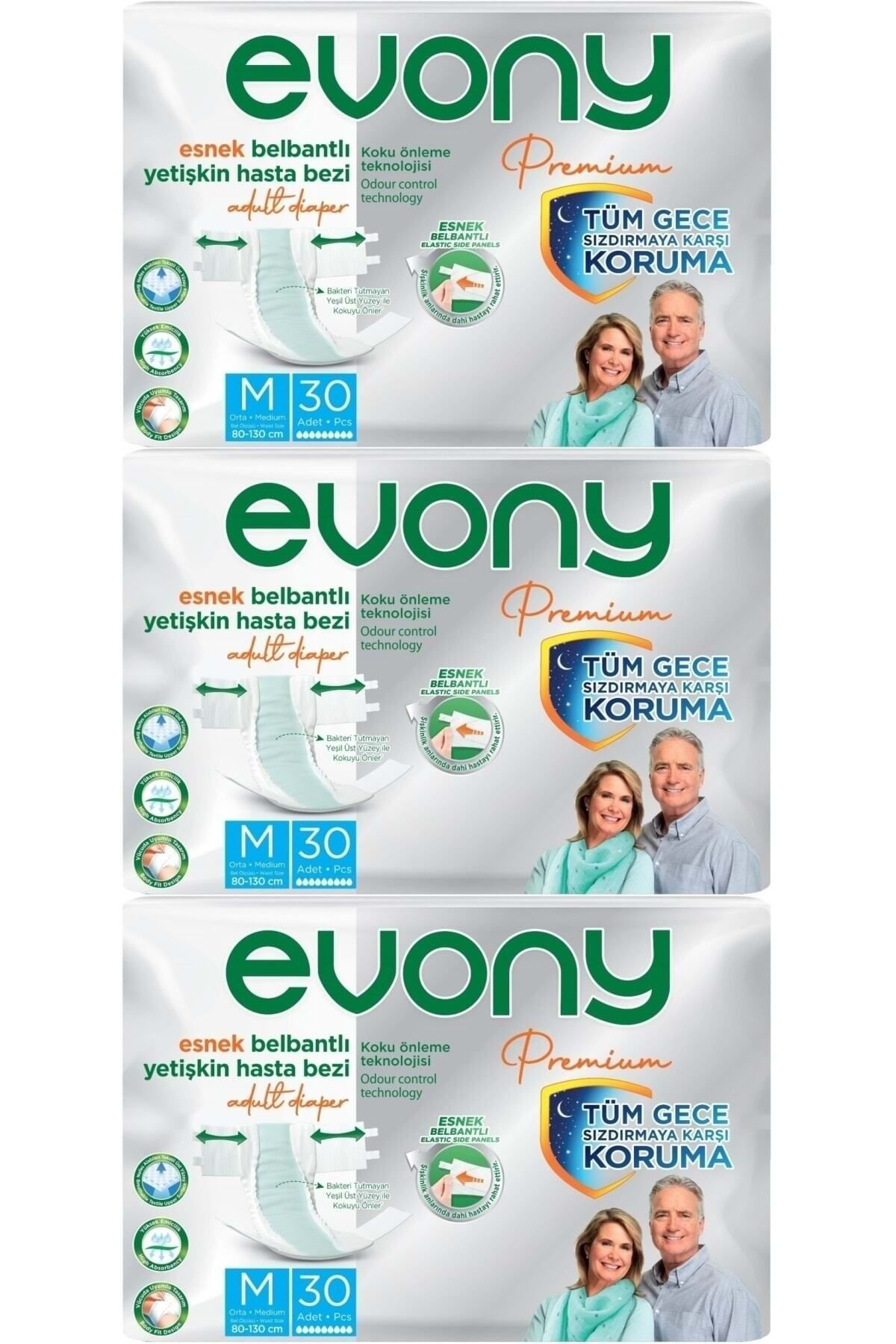 Evony Premium Hasta Bezi Yetişkin Bel Bantlı Tekstil Yüzey M-Orta 90 Ad