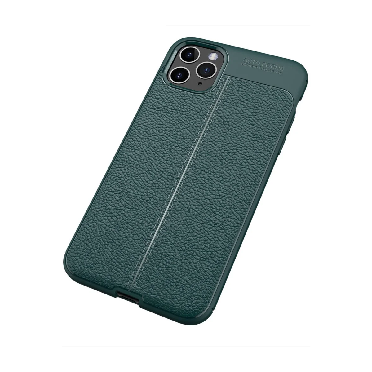Premium iPhone 11 Pro Max Yeşil Kılıf – Auto Focus Deri Dokulu ve Güçlü Darbe Koruması