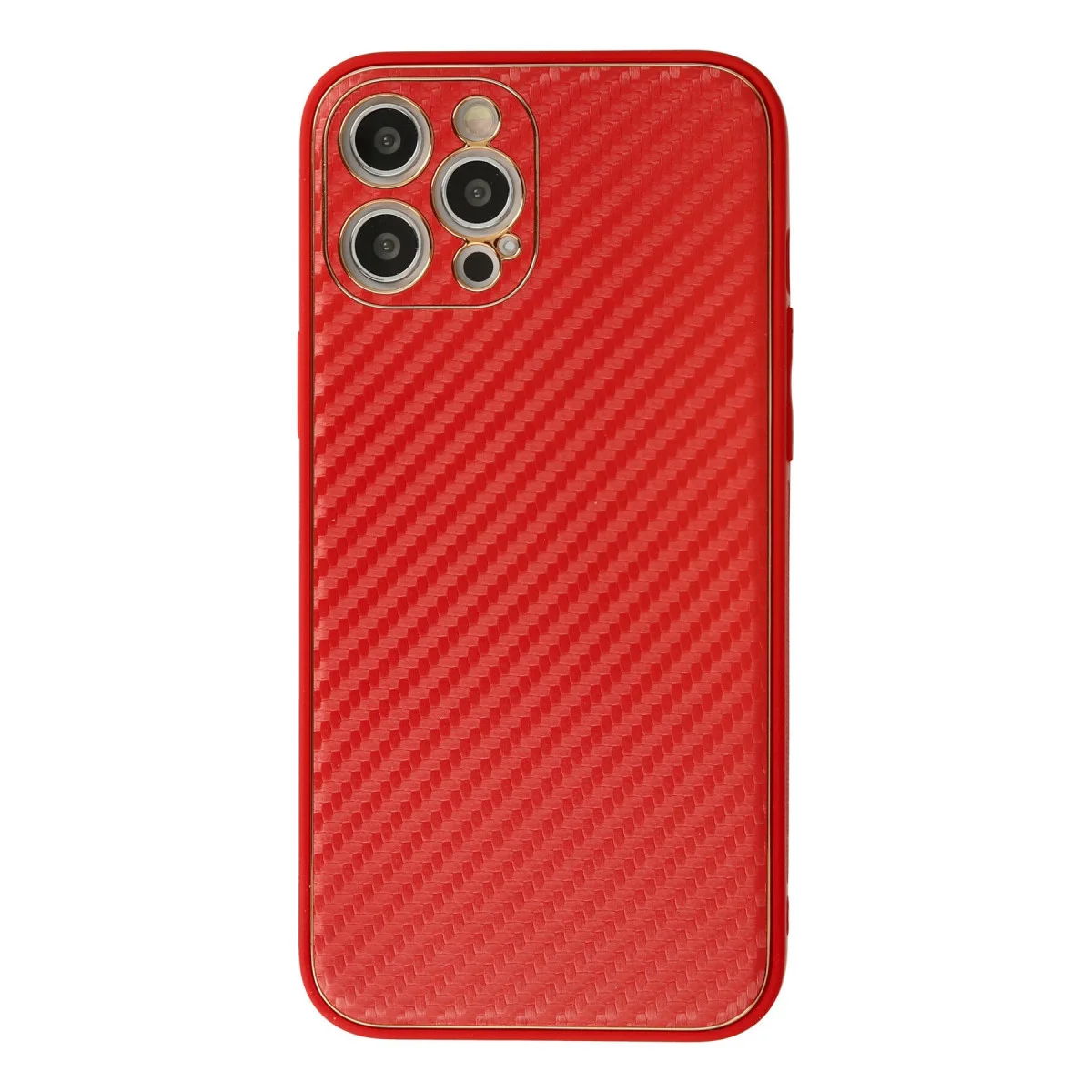 Premium iPhone 12 Pro Max Kılıf - Coco Karbon Silikon - Kırmızı