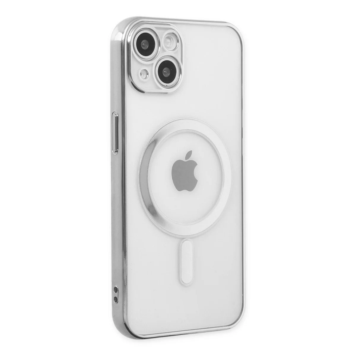 Premium iPhone 14 Plus Magsafe Kılıf Gümüş – TPU Silikon Korumalı Kılıf