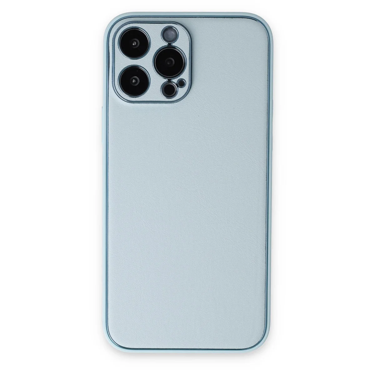 Premium iPhone 14 Pro Coco Deri Silikon Kılıf - Sky Blue, Tam Koruma ve Modern Tasarım