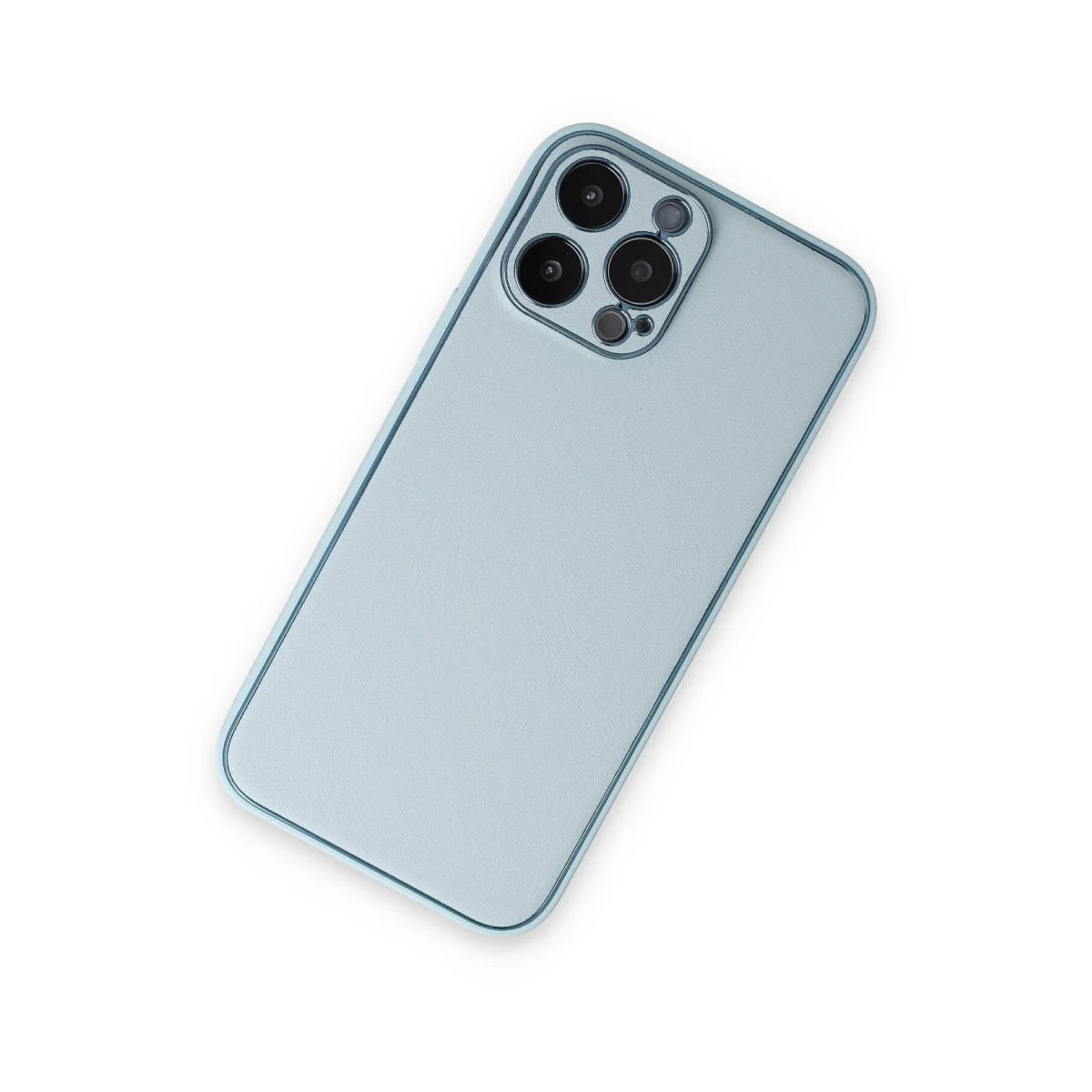 Premium iPhone 14 Pro Coco Deri Silikon Kılıf - Sky Blue, Tam Koruma ve Modern Tasarım