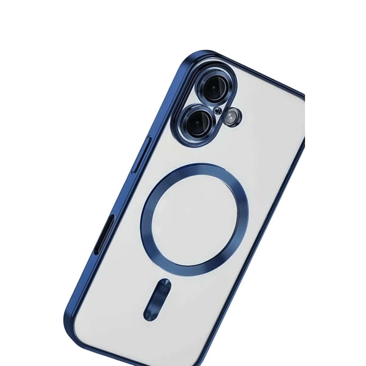 Premium iPhone 16 Kross Magneticsafe Kılıf - Lacivert ve Şeffaf