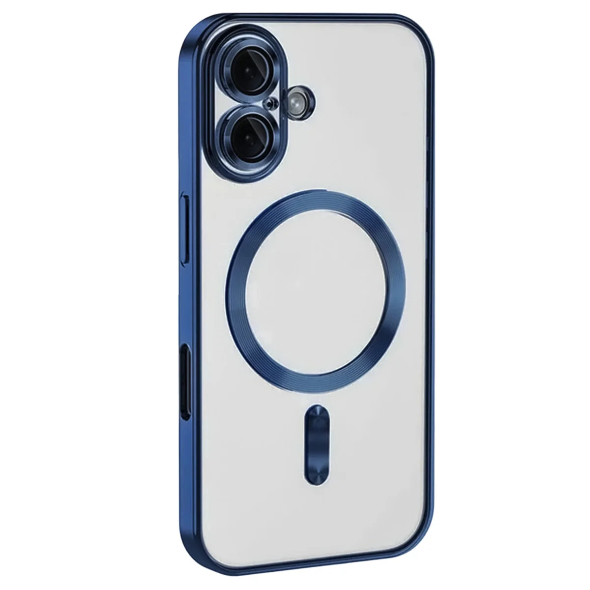 Premium iPhone 16 Kross Magneticsafe Kılıf - Lacivert ve Şeffaf