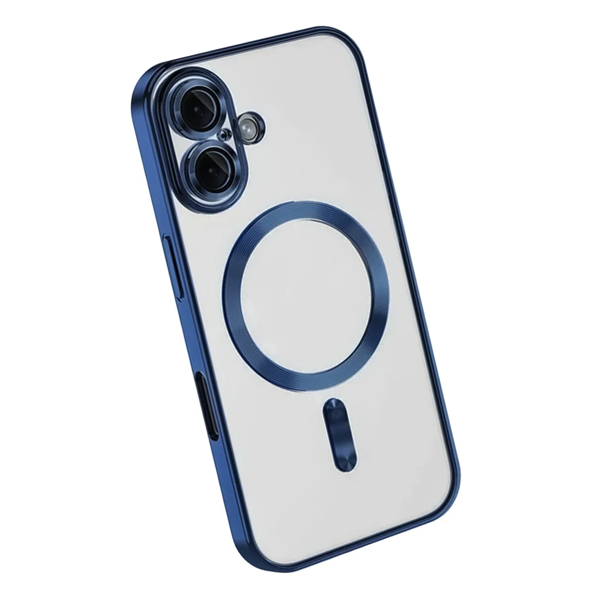 Premium iPhone 16 Kross Magneticsafe Kılıf - Lacivert ve Şeffaf