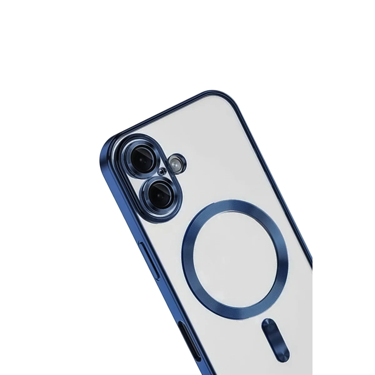 Premium iPhone 16 Kross Magneticsafe Kılıf - Lacivert ve Şeffaf