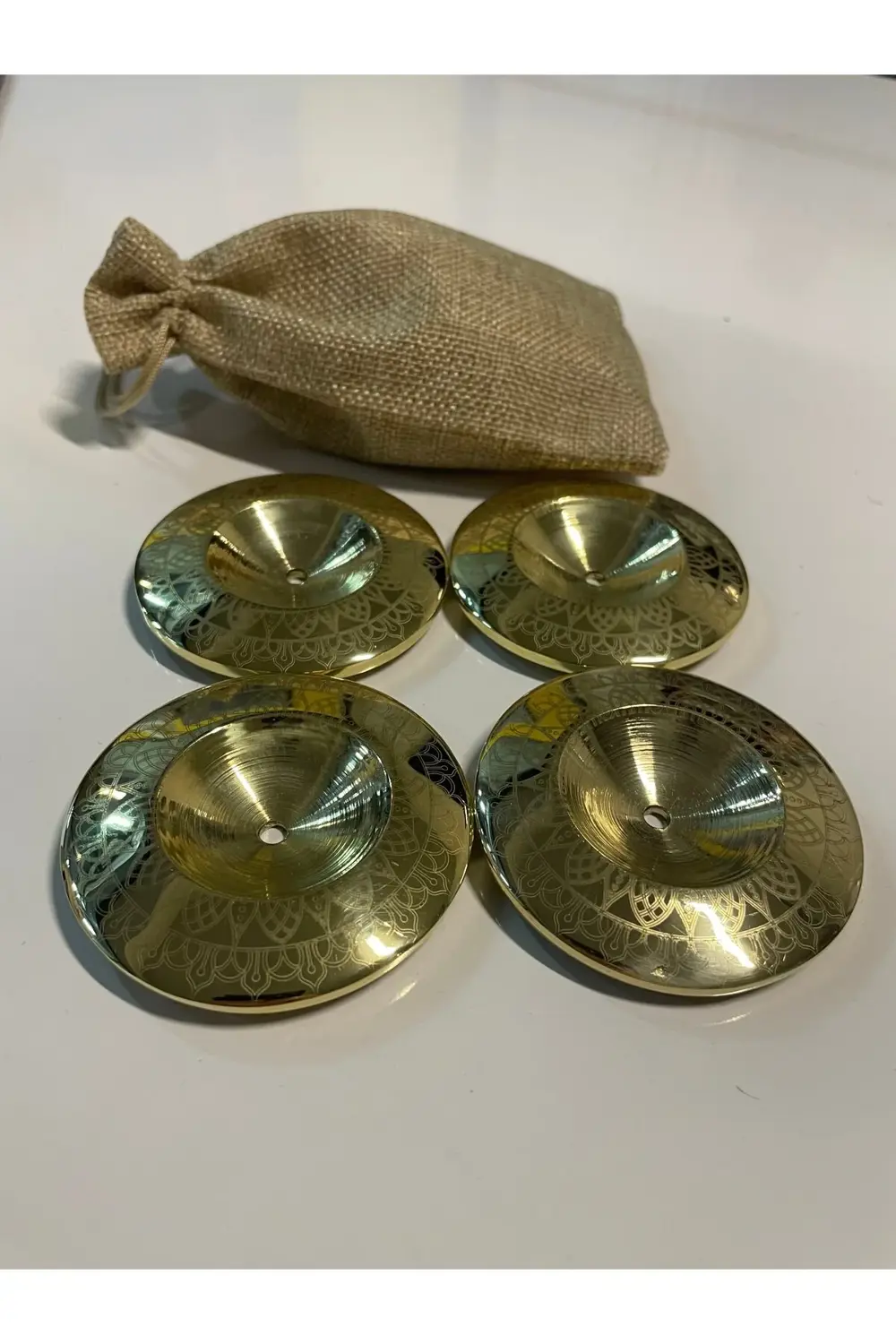 Premium İşlemeli Oryantal Parmak Zil Pirinç Döküm 480gr (Lastik D