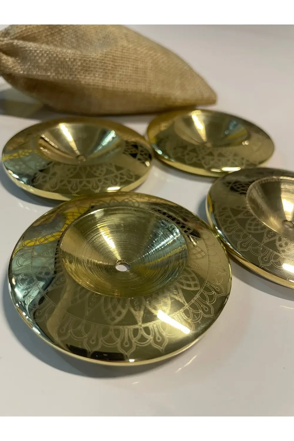 Premium İşlemeli Oryantal Parmak Zil Pirinç Döküm 480gr (Lastik D