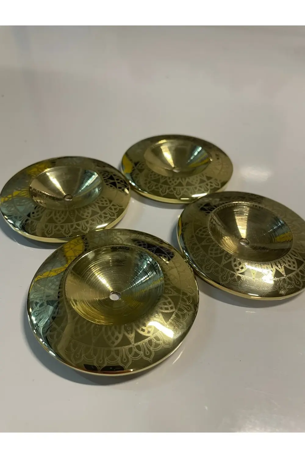 Premium İşlemeli Oryantal Parmak Zil Pirinç Döküm 480gr (Lastik D