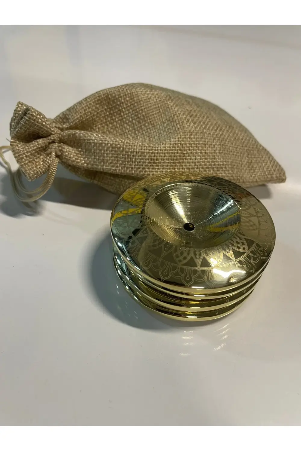 Premium İşlemeli Oryantal Parmak Zil Pirinç Döküm 480gr (Lastik D