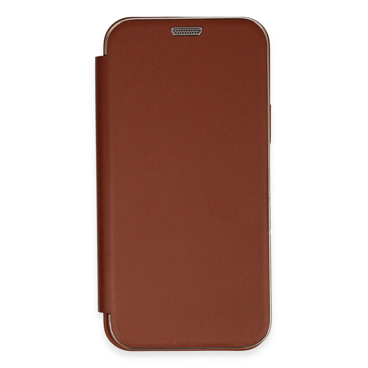 Premium Kahverengi iPhone 12 Dolpin Kapaklı Kılıf