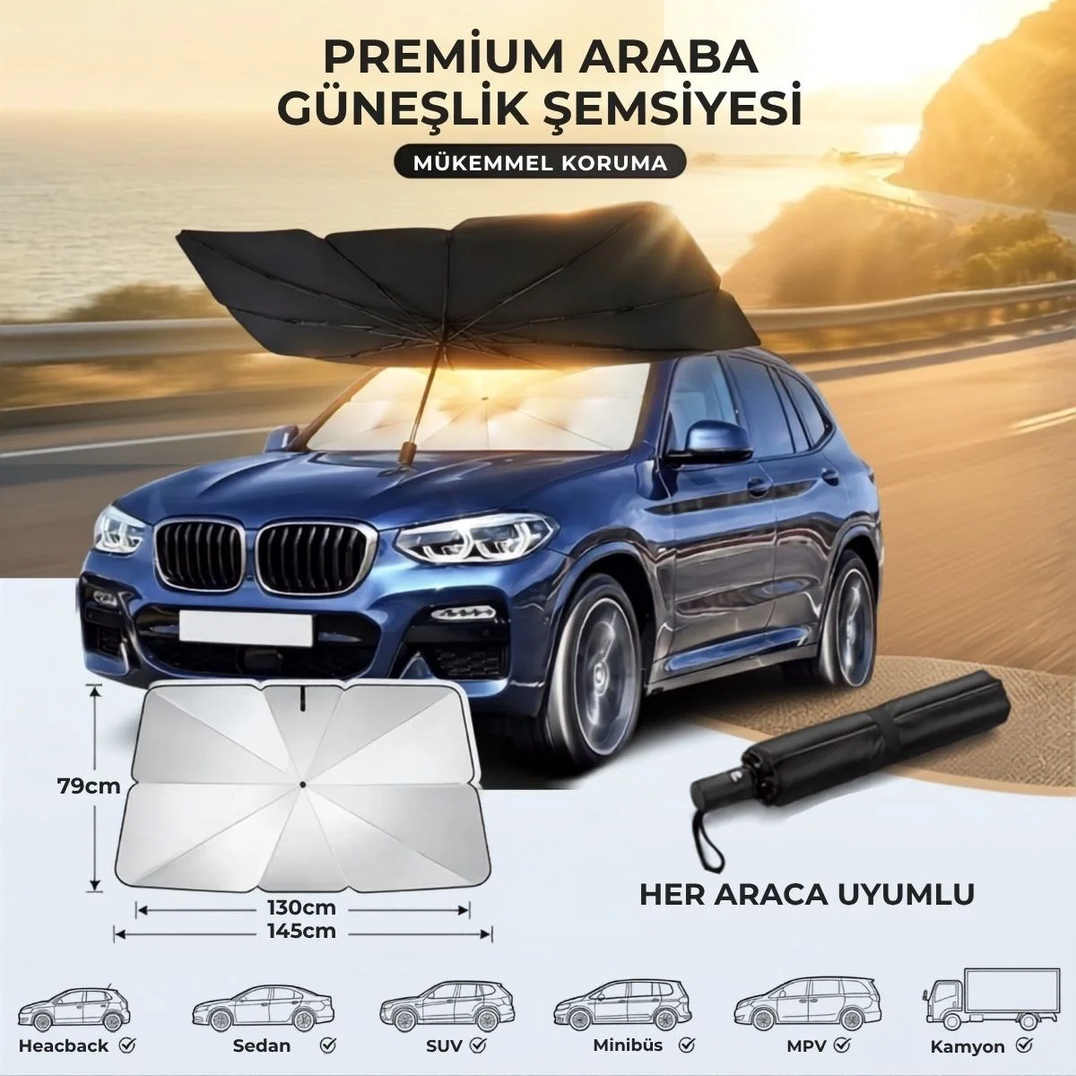 Premium Katlanabilir Araç Ön Cam Güneşliği – Şemsiye Tipi Oto Güneşlik, Uv Korumalı Isı Yalıtımlı Ön Cam Gölgelik Bx40 Premium Katlanabilir Araç Ön Cam Güneşliği – Şemsiye Tipi Oto Güneşlik, Uv Korumalı Isı Yalıtımlı Ön Cam Gölgelik Bx40
