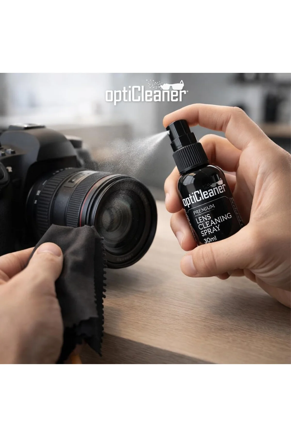 Premium Lens Temizleme Kiti, 30ml Sprey ve 15x18cm Mikrofiber Bez