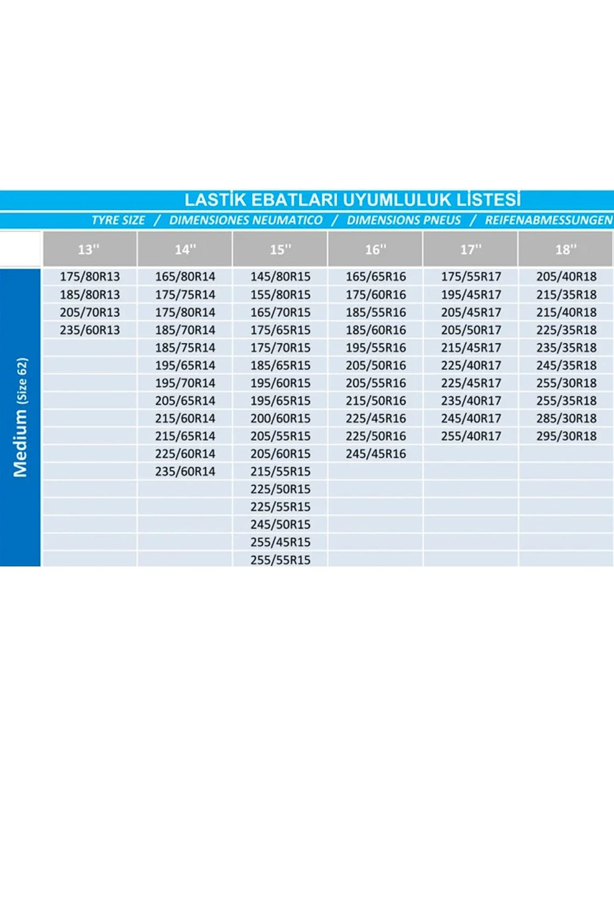 Premium Lüks Araç Kar Çorabı205/55r18 Lastik Uyumlu-l
