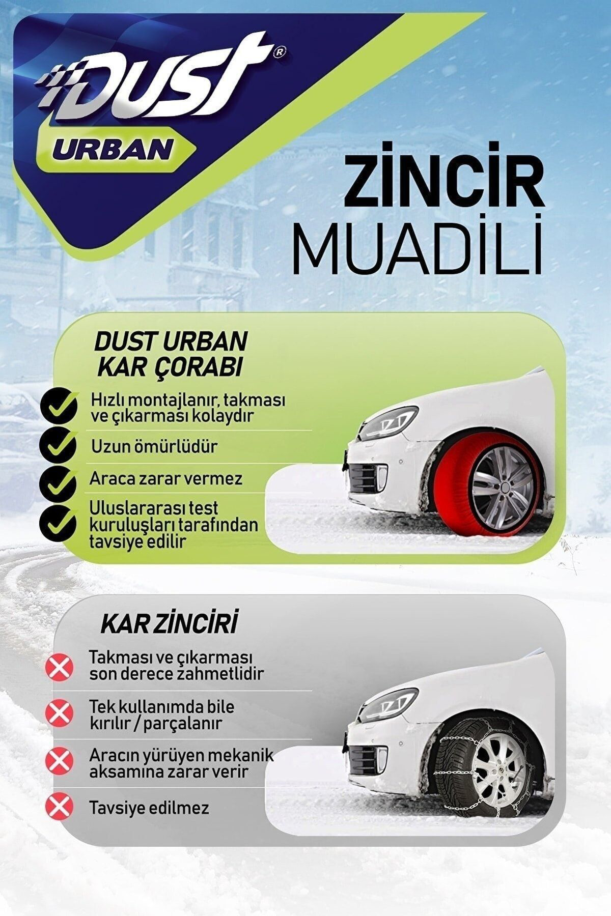 Premium Lüks Araç Kar Çorabı 175/70 R15 Lastik Uyumlu-m