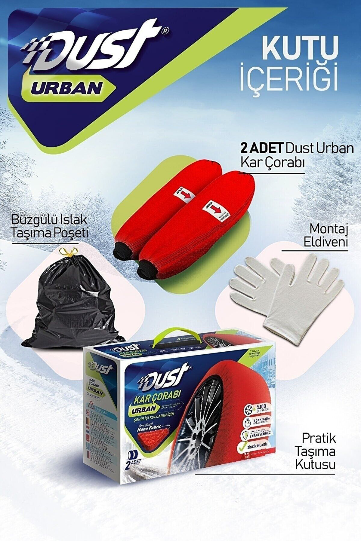 Premium Lüks Araç Kar Çorabı225/55r16 Lastik Uyumlu-l