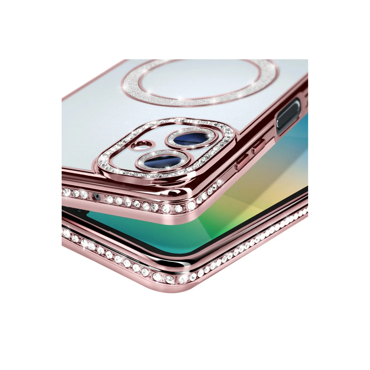 Premium Magnetik Kılıf Samsung Galaxy A06 - Pembe Joke Simli Tasarım ve Tam Koruma
