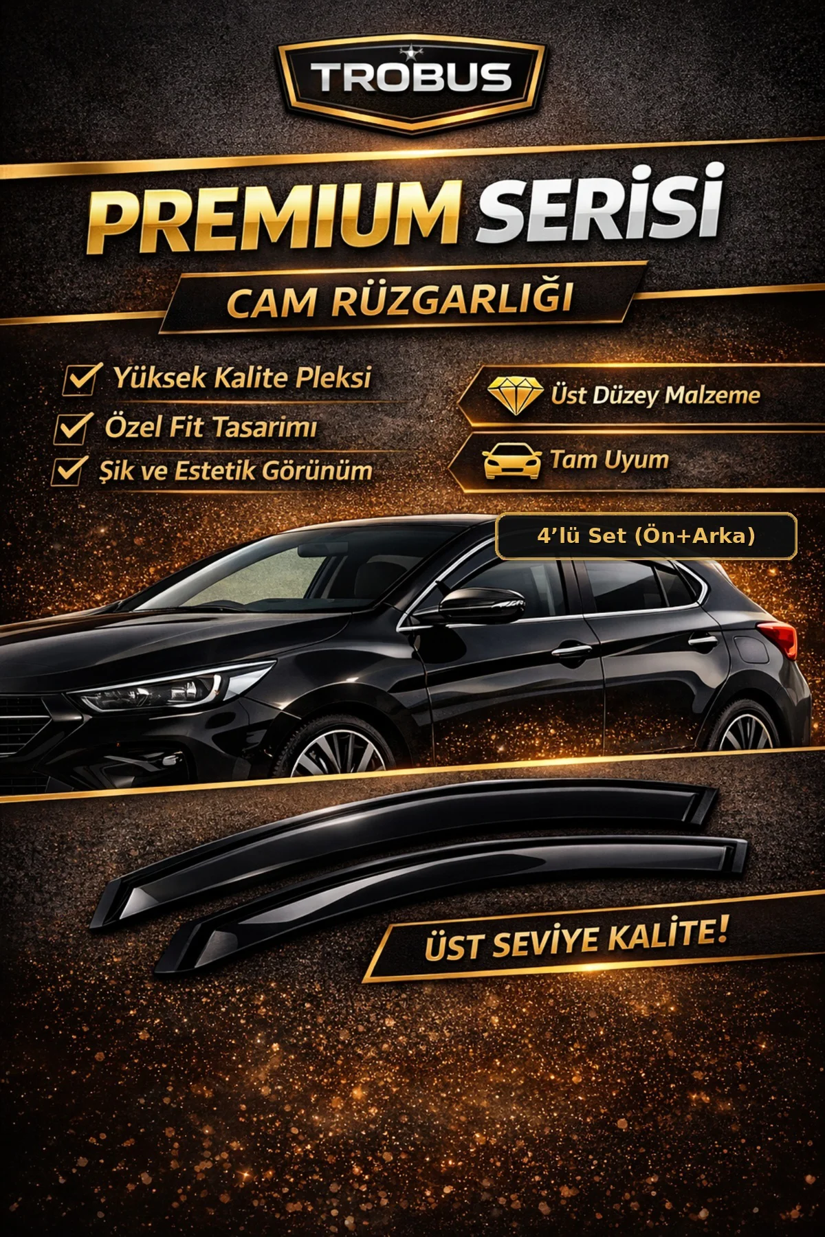 Premium Mercedes Atego 1 ve 2. Nesil Uyumlu Dıştan Yapıştırma Rüzgarlık (Tüm Yıllar) 2'li