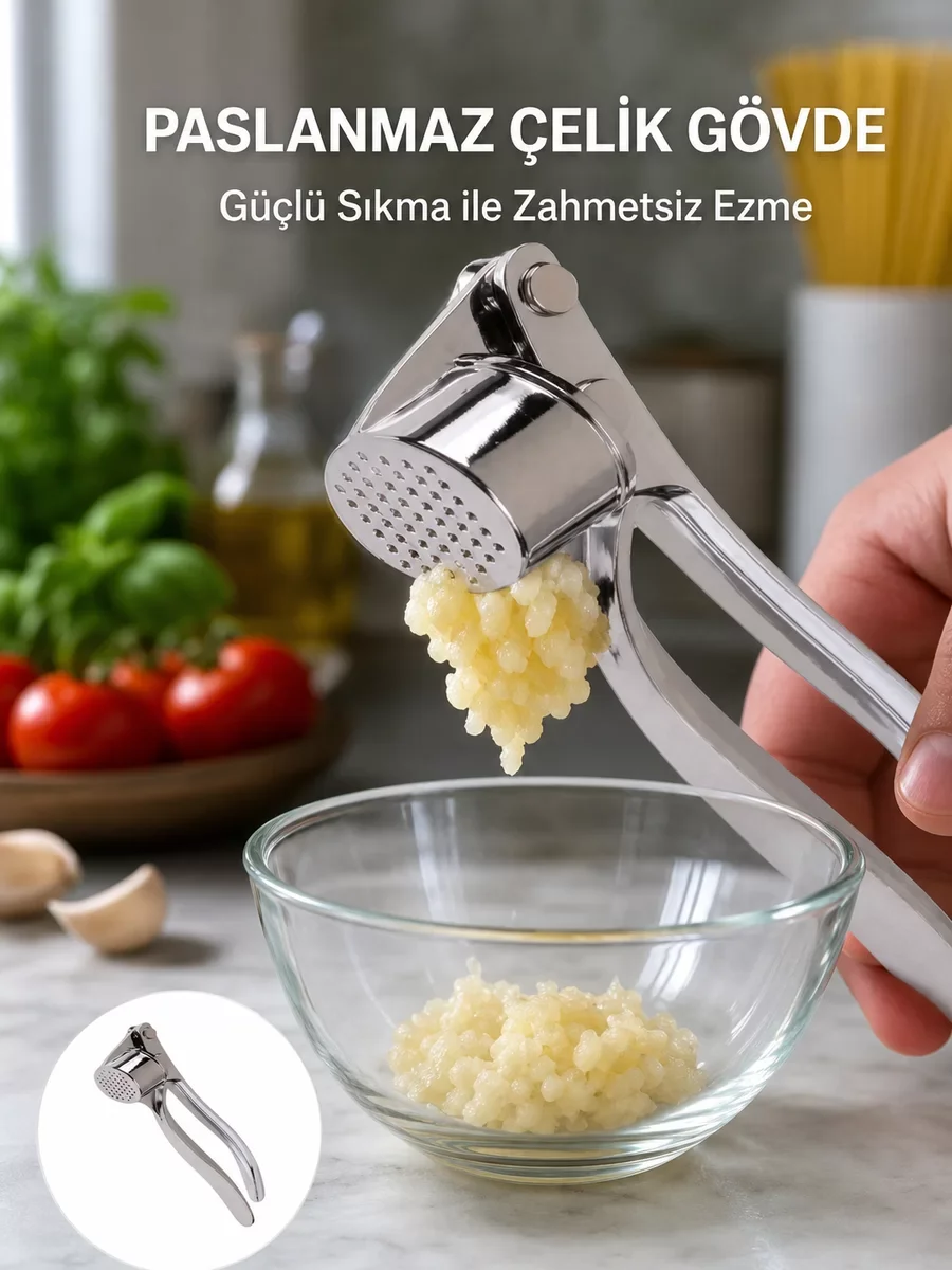 Premium Metal Sarımsak Presi - Yüksek Basınçlı Çok Fonksiyonlu Ezici