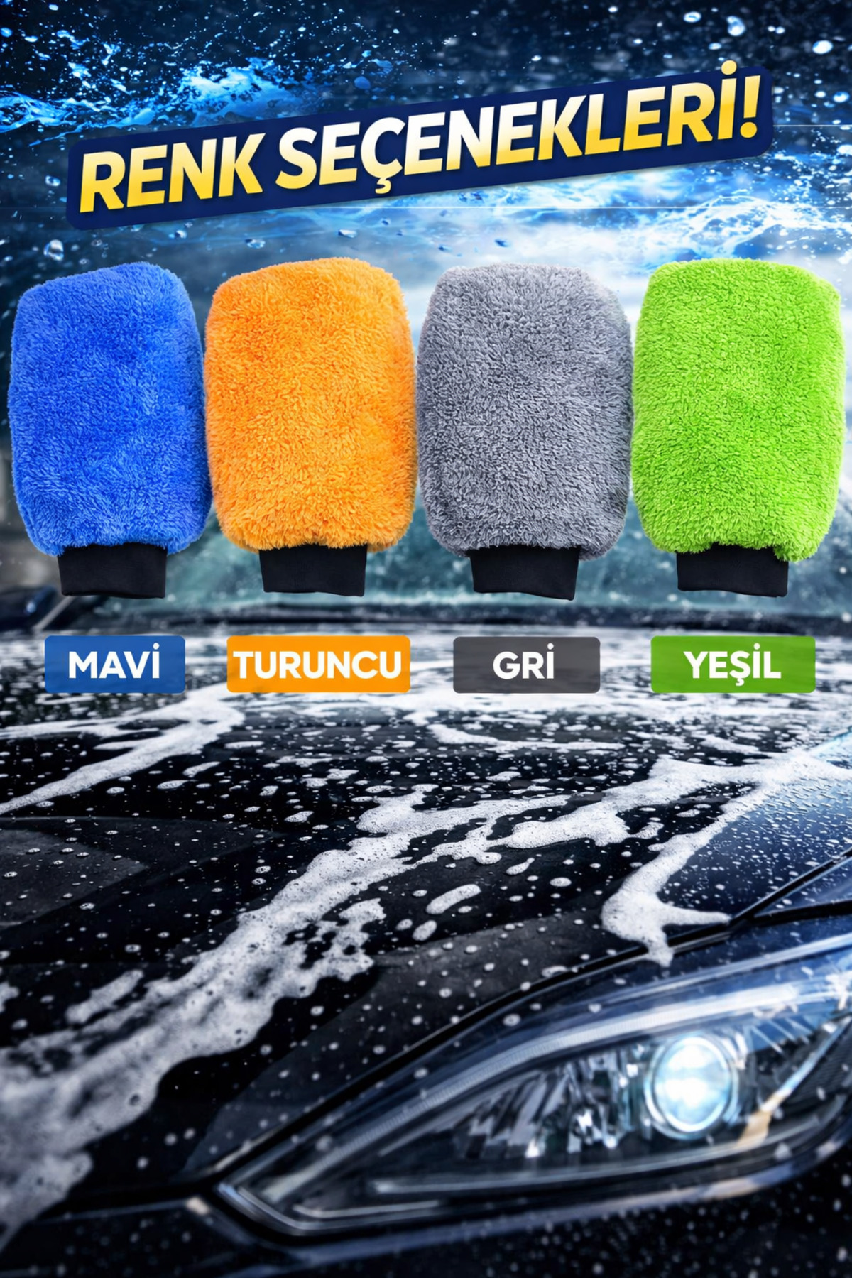 PREMIUM MİKROFİBER OTO YIKAMA ELDİVENİ(TURUNCU)