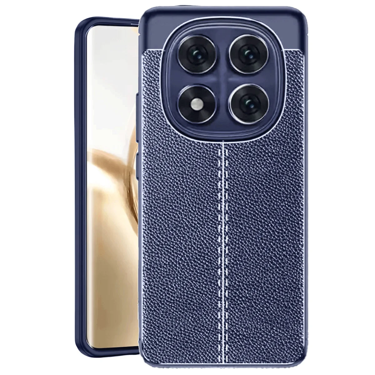 Premium Note 14 Pro 4G Kılıf Auto Focus - Deri Dokulu & Darbe Korumalı Lacivert