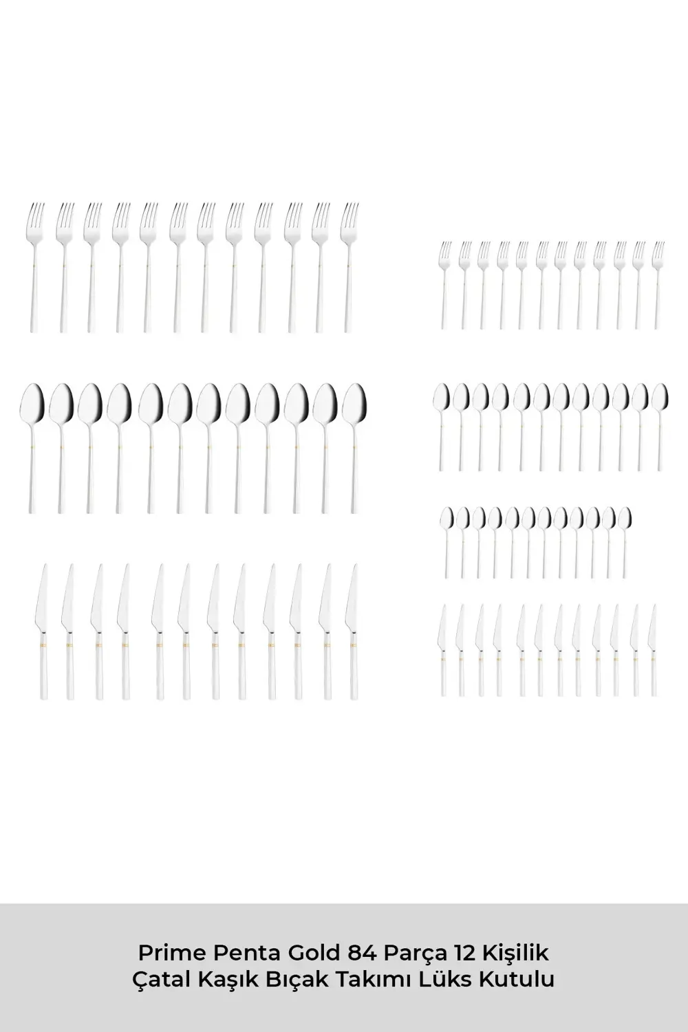 Premium Penta 84 Parça 12 Kişilik Çatal Kaşık Bıçak Seti Lüks Kut
