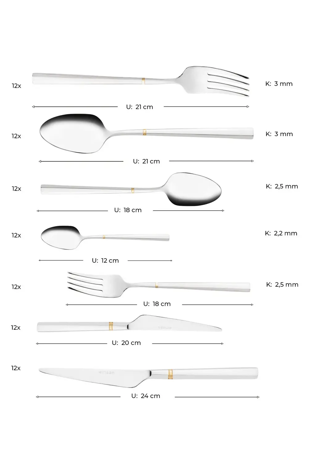 Premium Penta 84 Parça 12 Kişilik Çatal Kaşık Bıçak Seti Lüks Kut