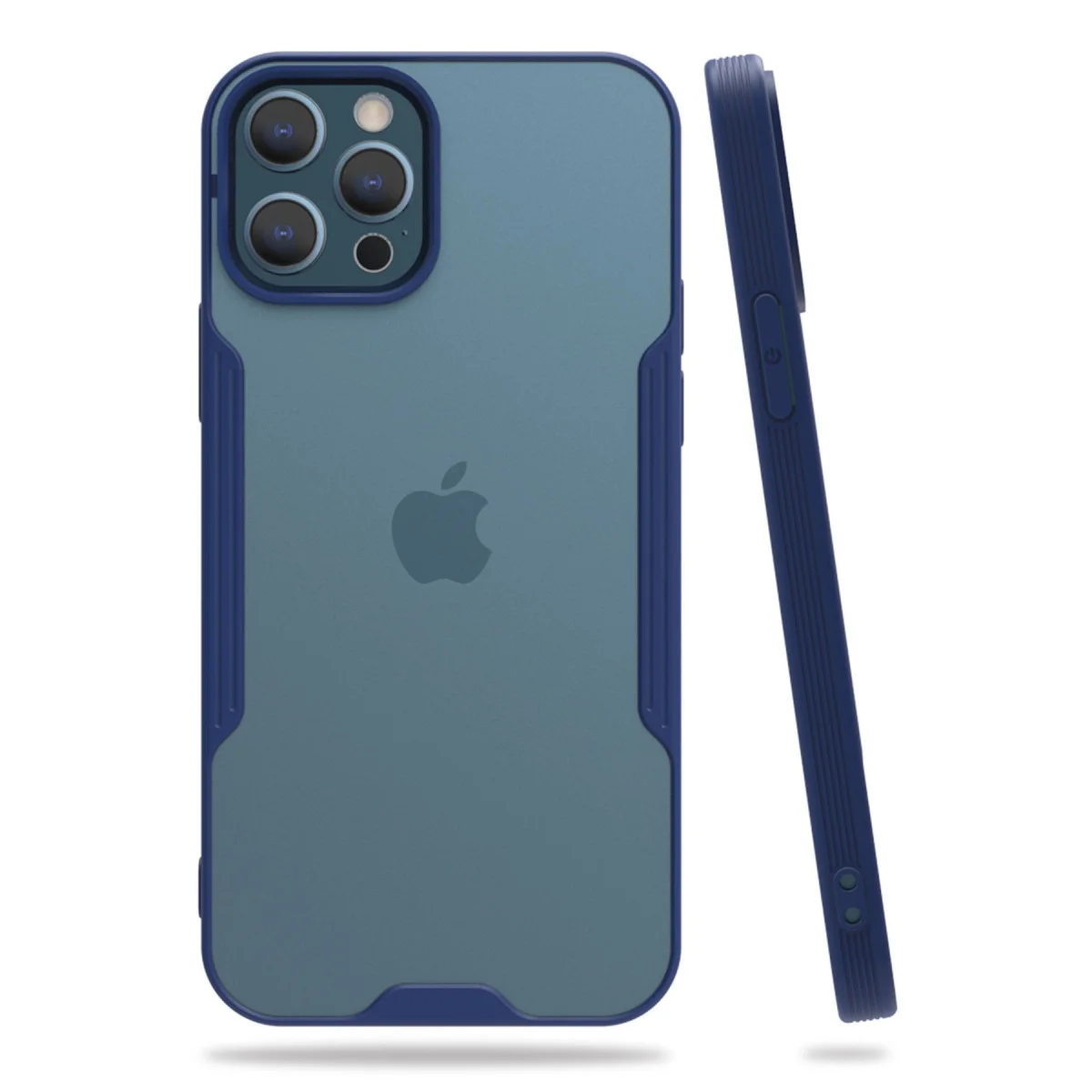 Premium Platin Silikon Kılıf - iPhone 12 Pro Max Lacivert, TPU + Fiber Karışımı