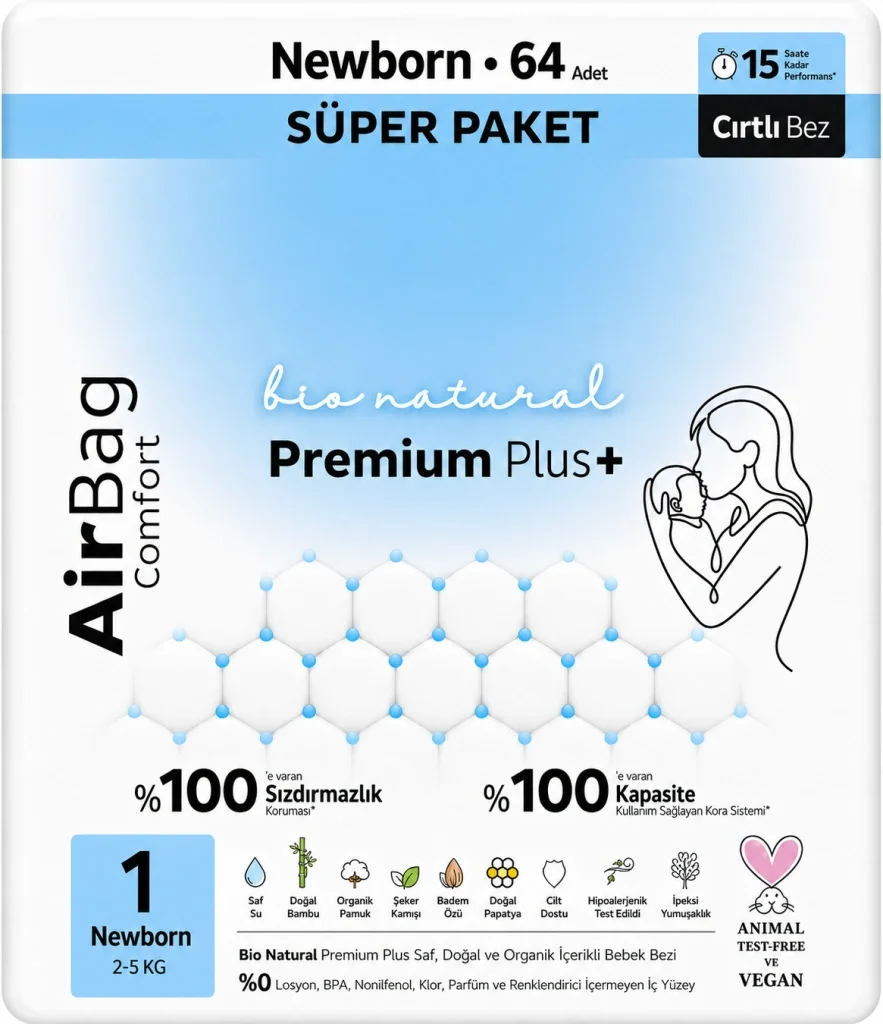 Premium Plus Airbag Comfort Bebek Bezi 1 Beden 64 Adet Fiyatı, Yorumları ve Özellikleri
