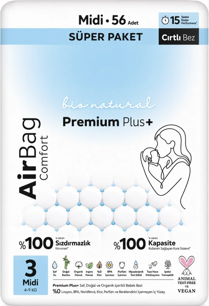 Premium Plus Airbag Comfort Bebek Bezi 2 Beden 68 Adet Fiyatı, Yorumları ve Özellikleri