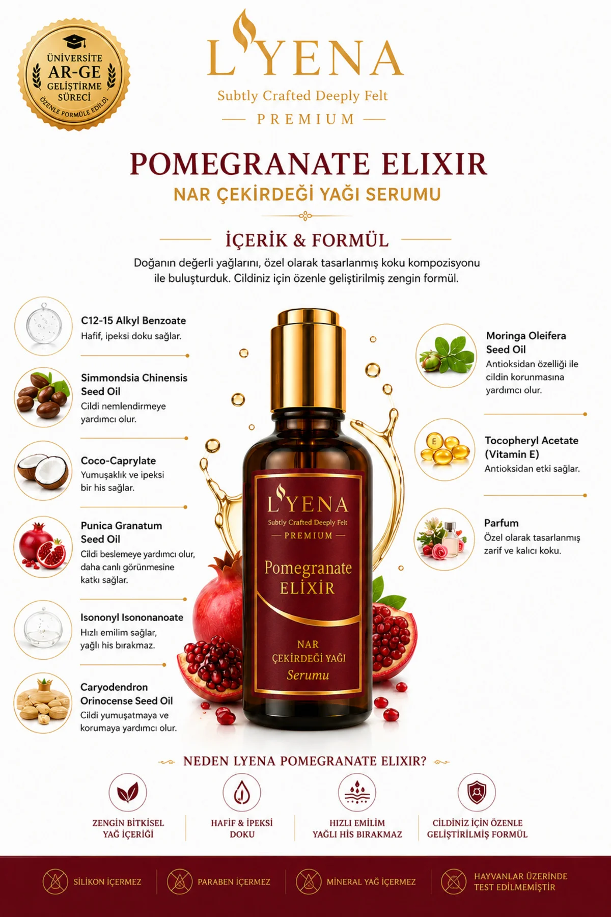 Premium Pomegranate Elixir Nar Çekirdeği Yağı Serumu Premium Pomegranate Elixir Nar Çekirdeği Yağı Serumu