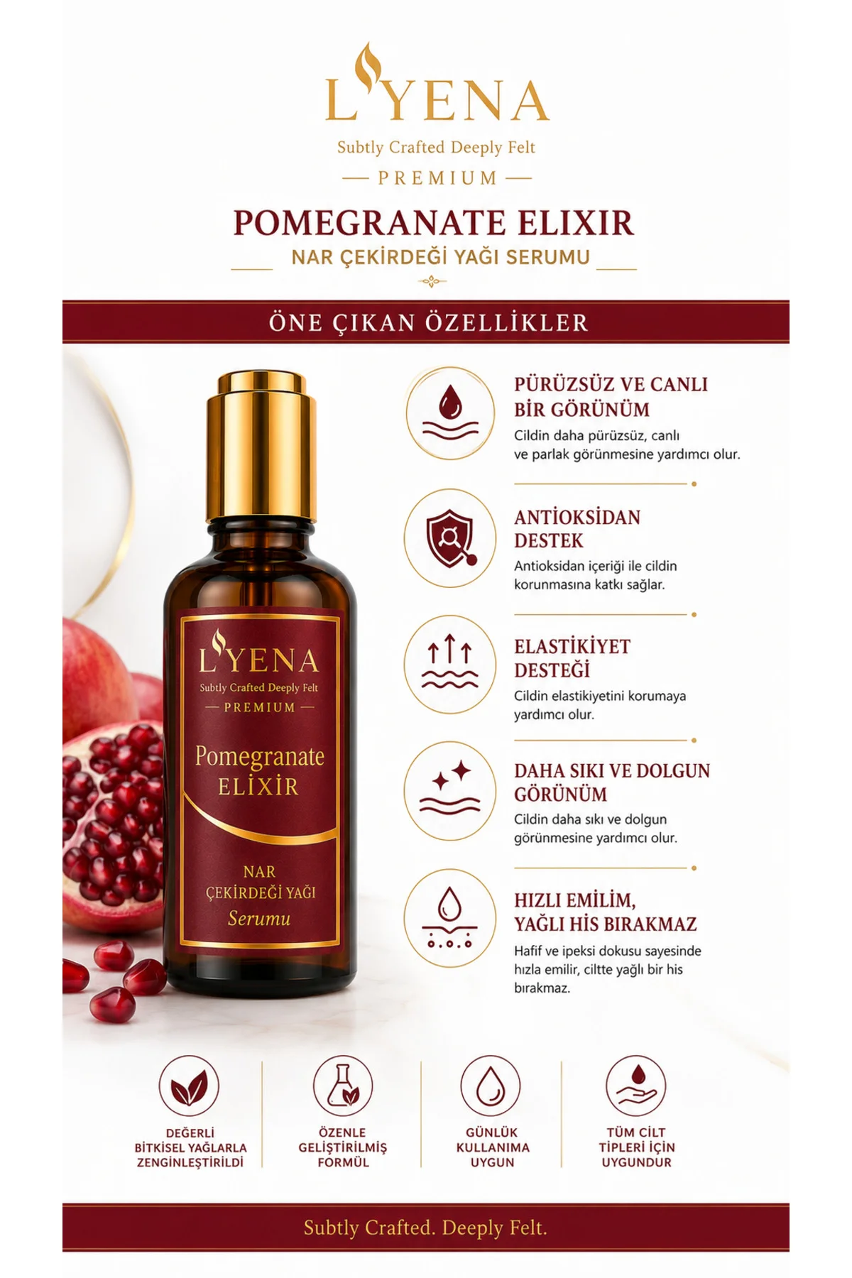 Premium Pomegranate Elixir Nar Çekirdeği Yağı Serumu Premium Pomegranate Elixir Nar Çekirdeği Yağı Serumu