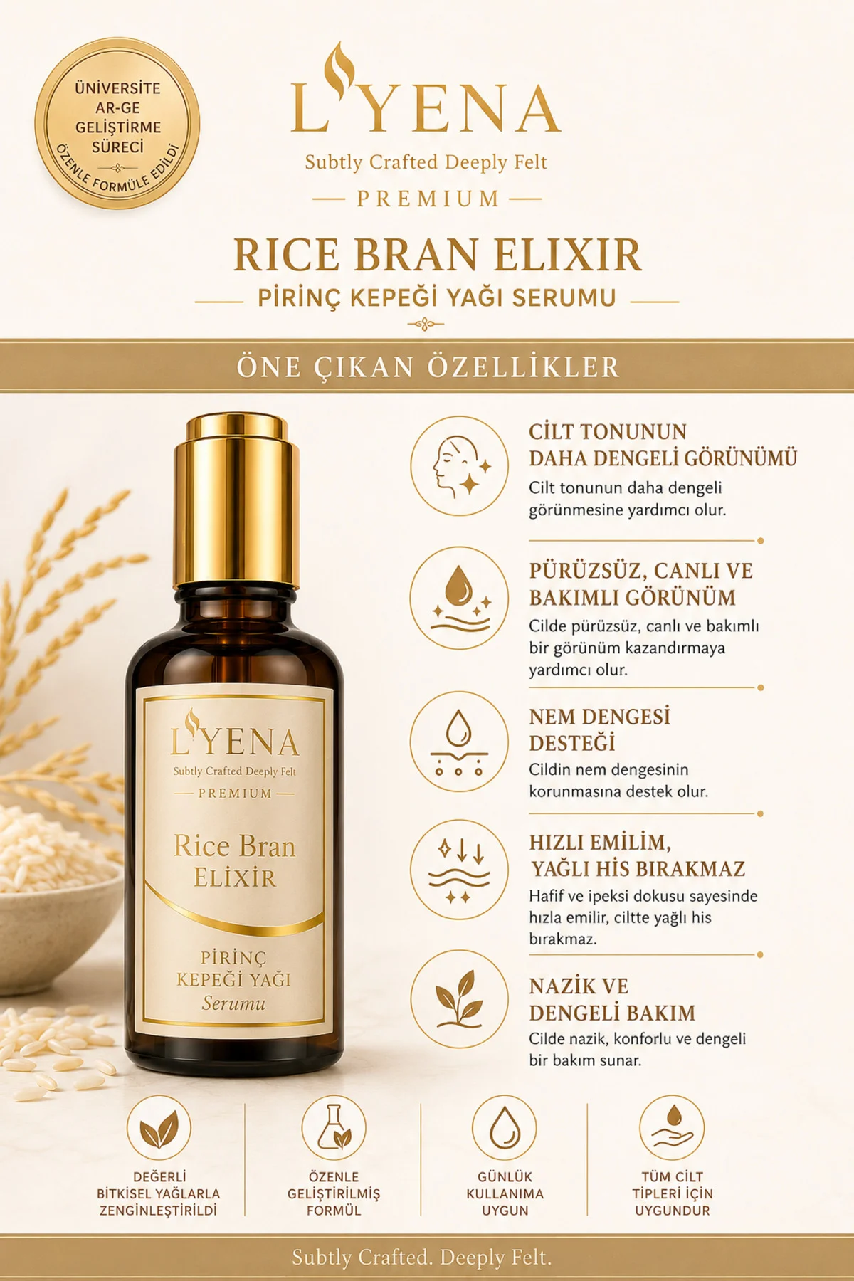 Premium Rıce Bran Elixir Pirinç Kepeği Yağı Serumu Premium Rıce Bran Elixir Pirinç Kepeği Yağı Serumu