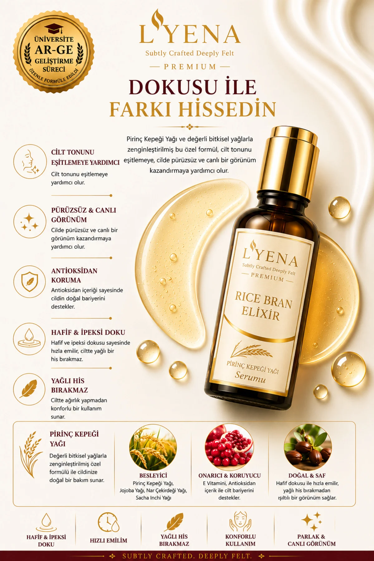 Premium Rıce Bran Elixir Pirinç Kepeği Yağı Serumu Premium Rıce Bran Elixir Pirinç Kepeği Yağı Serumu