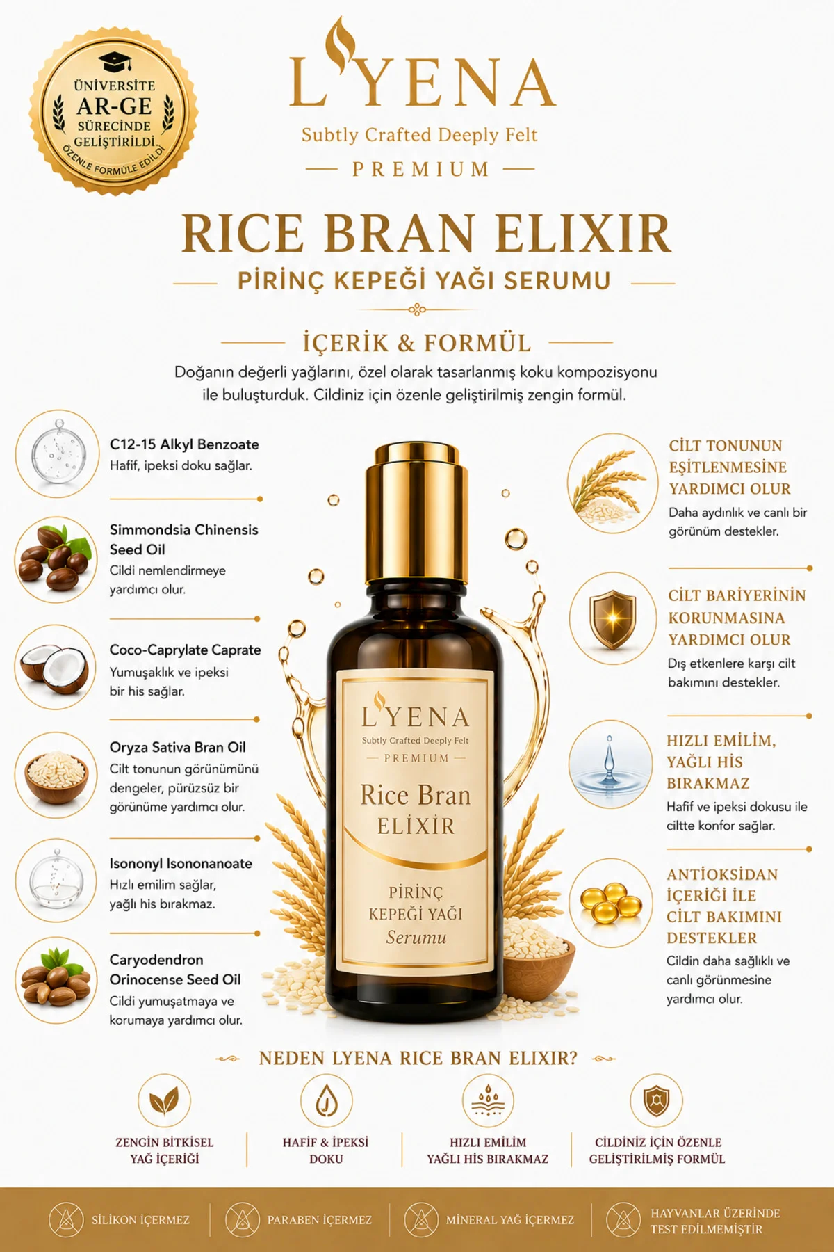 Premium Rıce Bran Elixir Pirinç Kepeği Yağı Serumu Premium Rıce Bran Elixir Pirinç Kepeği Yağı Serumu