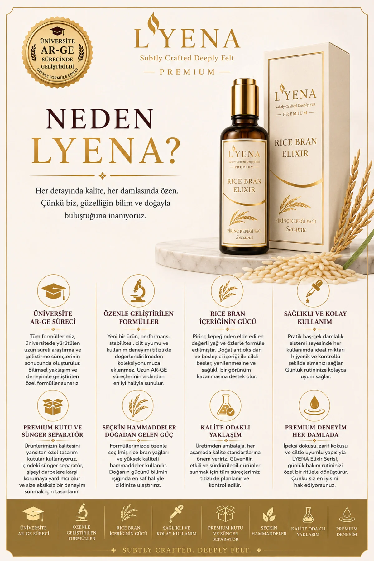 Premium Rıce Bran Elixir Pirinç Kepeği Yağı Serumu Premium Rıce Bran Elixir Pirinç Kepeği Yağı Serumu