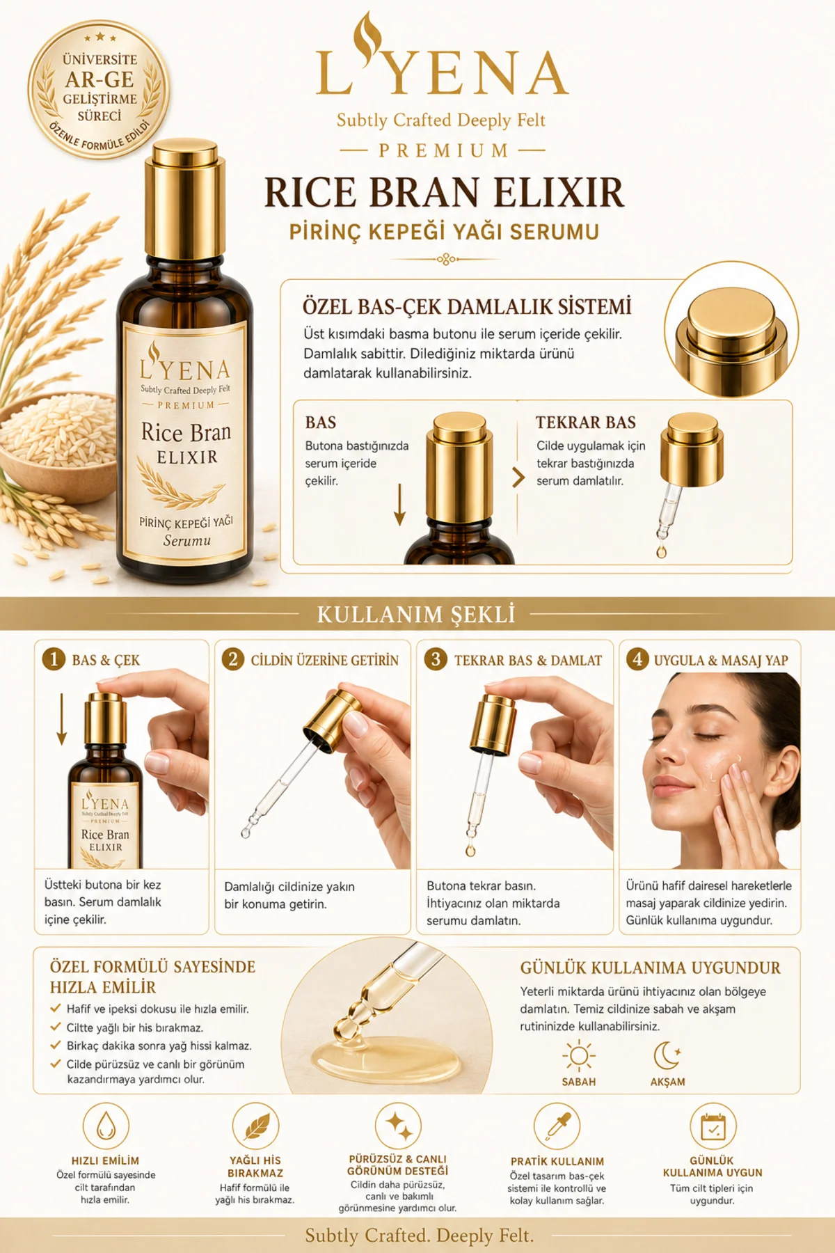 Premium Rıce Bran Elixir Pirinç Kepeği Yağı Serumu Premium Rıce Bran Elixir Pirinç Kepeği Yağı Serumu