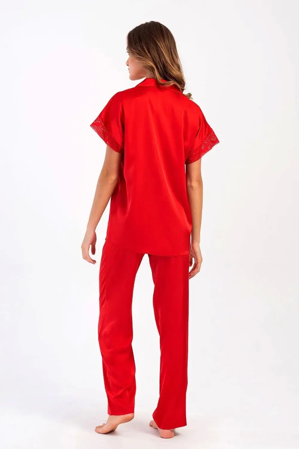 Premium Saten Çeyizlik Pijama Takımı – Kore İpeği Dokusu, Dantel