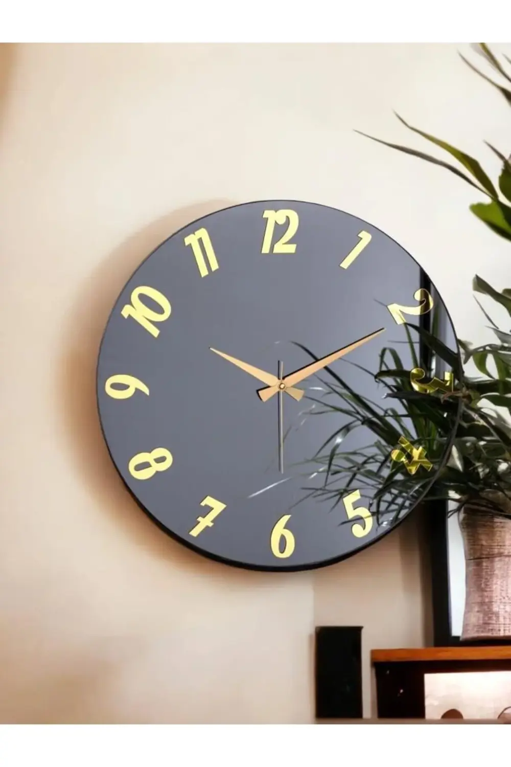 Premium Serisi Aynalı 50 CM Sessiz Akar Duvar Saati Füme 978262