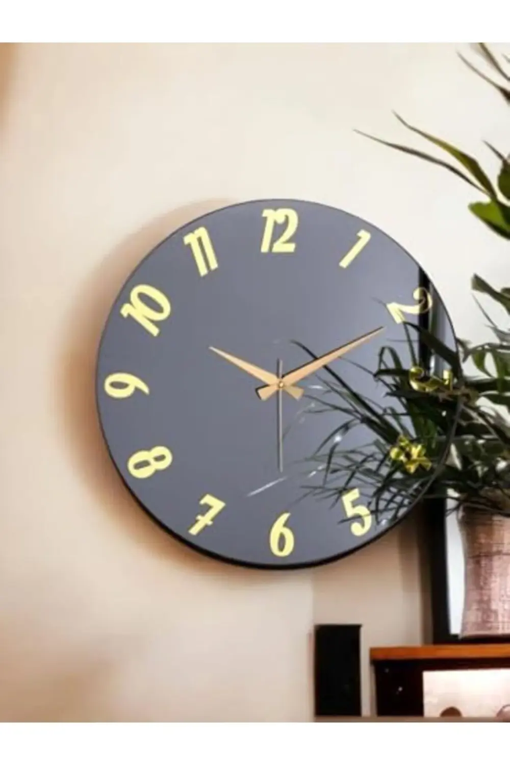 Premium Serisi Aynalı 50 CM Sessiz Akar Duvar Saati Füme 978262