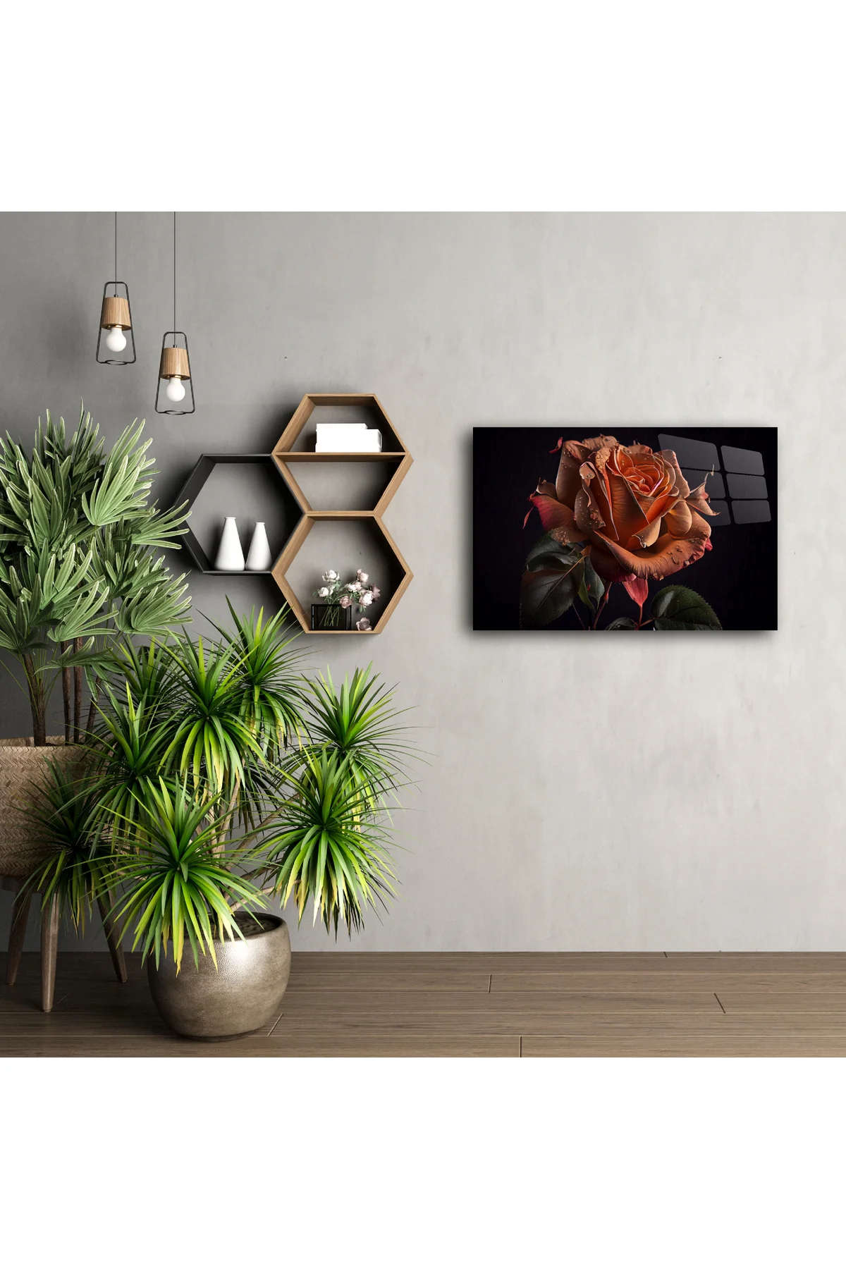 Premium Siyah Arka Plan Üzerinde Çiyli Gül Sanat Baskısı Premium Siyah Arka Plan Üzerinde Çiyli Gül Sanat Baskısı