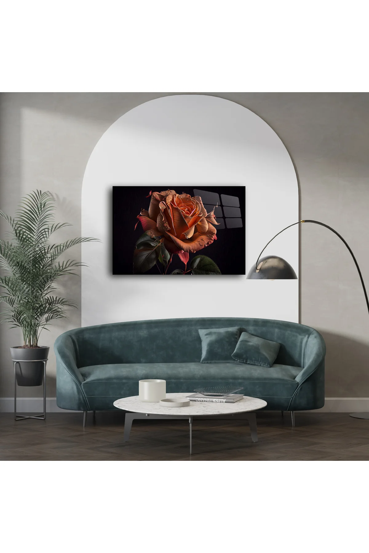 Premium Siyah Arka Plan Üzerinde Çiyli Gül Sanat Baskısı Premium Siyah Arka Plan Üzerinde Çiyli Gül Sanat Baskısı