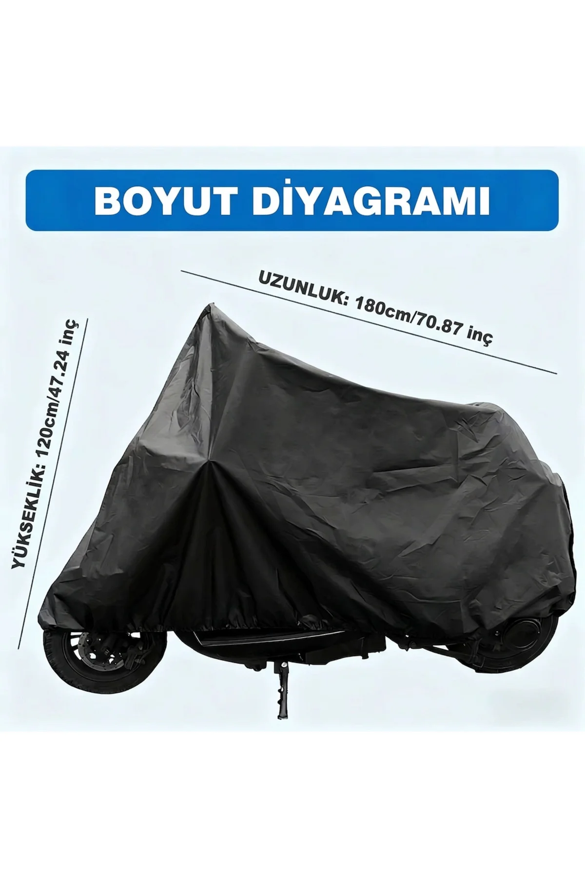Premium Su Toz Geçirmez Motosiklet Bisiklet ve Elektrikli Scooter Koruma Örtüsü (180x120 cm)